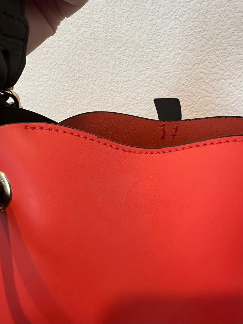 Furla Orange-Red Leather Crossbody with Green Leaf Accent brand new